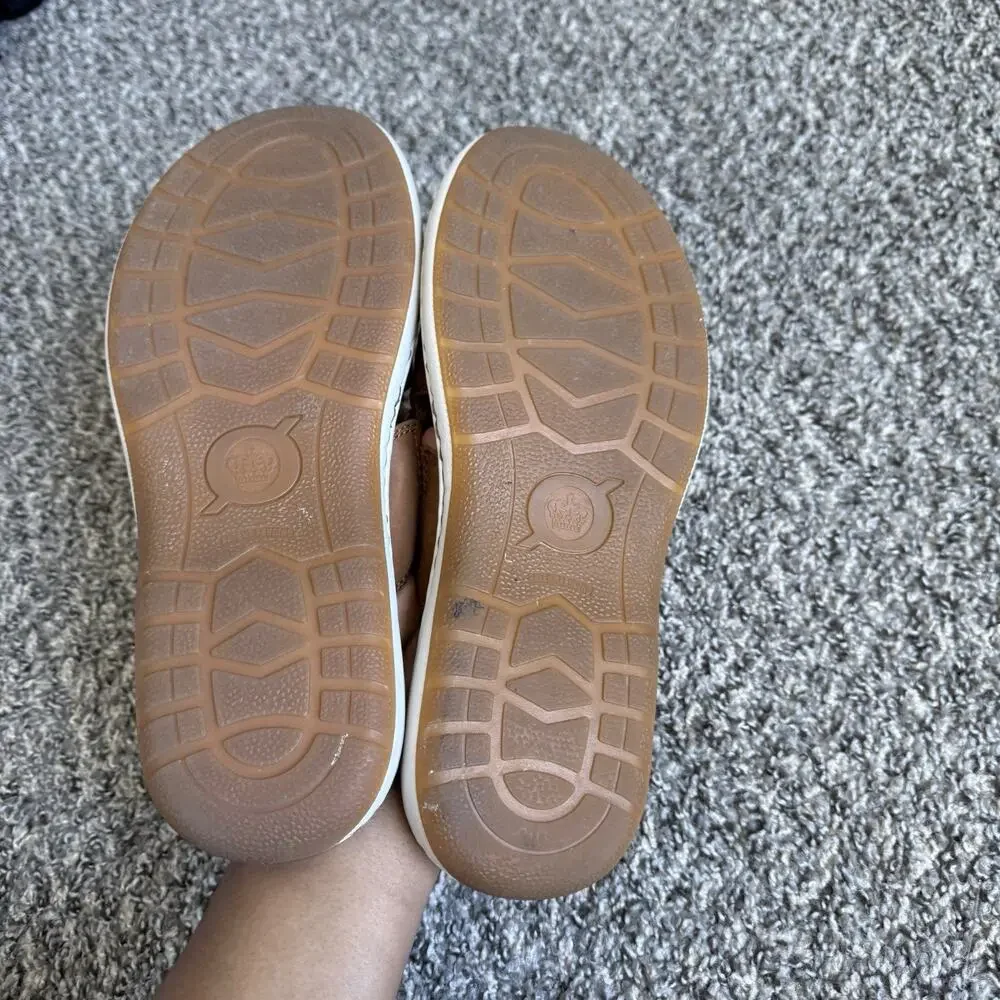 Born Men's Flores Full Grain Leather Slip-On Sandal Camel Brown Slide Sz 12 M